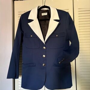 Saint Laurent Blue and White Tailored Blazer